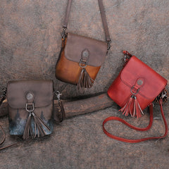 Vintage Small Leather Womens Vertical Shoulder Bag - Overall View