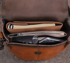 Vintage Small Leather Womens Vertical Shoulder Bag - Card Slots Detail
