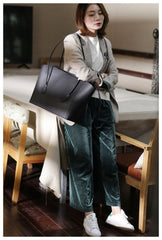 Fashion Womens Large Black Leather 14