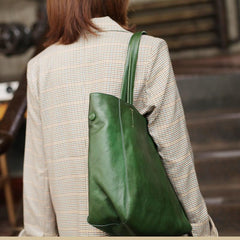 Fashion Womens Large Green Leather Tote Bags For Work Brown Leather Shopper Tote Bag