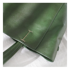 Fashion Womens Large Green Leather Tote Bags For Work Brown Leather Shopper Tote Bag