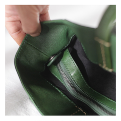 Fashion Womens Large Green Leather Tote Bags For Work Brown Leather Shopper Tote Bag