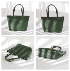 Fashion Womens Large Green Leather Tote Bags For Work Brown Leather Shopper Tote Bag
