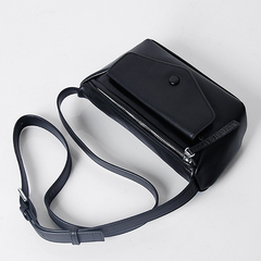 Fashion Womens Black Leather Small Satchel Shoulder Bag Black Side Crossbody Bag Purse for Girls