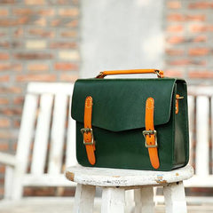 Womens Leather Satchel Bag Cambridge Green Structured Satchel Bag Purse - Annie Jewel