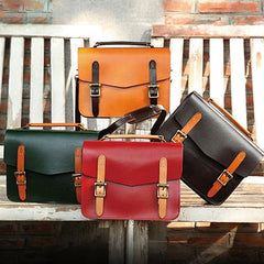 Womens Leather Satchel Bag Cambridge Green Structured Satchel Bag Purse - Annie Jewel