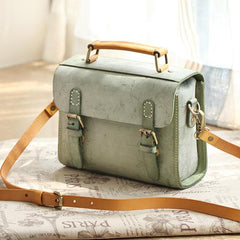 Womens Leather Satchel Bag Fog Wax Leather Cambridge Small Satchel Bag Purse - Annie Jewel