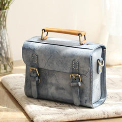 Womens Leather Satchel Bag Fog Wax Leather Cambridge Small Satchel Bag Purse - Annie Jewel