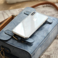 Womens Leather Satchel Bag Fog Wax Leather Cambridge Small Satchel Bag Purse - Annie Jewel