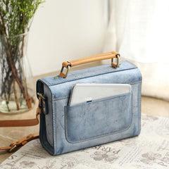 Womens Leather Satchel Bag Fog Wax Leather Cambridge Small Satchel Bag Purse - Annie Jewel