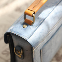 Womens Leather Satchel Bag Fog Wax Leather Cambridge Small Satchel Bag Purse - Annie Jewel