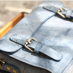Womens Leather Satchel Bag Fog Wax Leather Cambridge Small Satchel Bag Purse - Annie Jewel