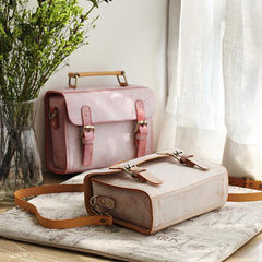 Womens Leather Satchel Bag Fog Wax Leather Cambridge Small Satchel Bag Purse - Annie Jewel