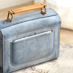 Womens Leather Satchel Bag Fog Wax Leather Cambridge Small Satchel Bag Purse - Annie Jewel