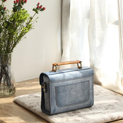 Womens Leather Satchel Bag Fog Wax Leather Cambridge Small Satchel Bag Purse - Annie Jewel