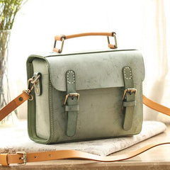 Womens Leather Satchel Bag Fog Wax Leather Cambridge Small Satchel Bag Purse - Annie Jewel
