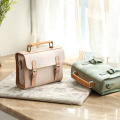 Womens Leather Satchel Bag Fog Wax Leather Cambridge Small Satchel Bag Purse - Annie Jewel