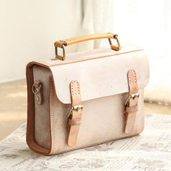 Womens Leather Satchel Bag Fog Wax Leather Cambridge Small Satchel Bag Purse - Annie Jewel