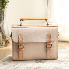 Womens Leather Satchel Bag Fog Wax Leather Cambridge Small Satchel Bag Purse - Annie Jewel