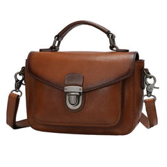 Fashion Womens Brown Leather Satchel Handbag Small Black Satchel Bag Crossbody Bags for Ladies