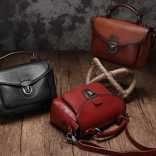 Fashion Womens Brown Leather Satchel Handbag Small Black Satchel Bag Crossbody B DD82598123
