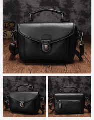 Fashion Womens Black Leather Satchel Handbag Small Brown Satchel Bag Crossbody Bags for Ladies