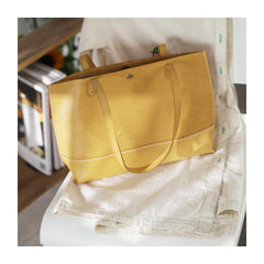 Stylish Womens Yellow Leather Tote Bags For Work Yellow Tote Shopper Bag Purse for Women