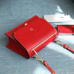 Womens Small Green Satchel Leather Flap Over Square Crossbody Bag Purse - Annie Jewel