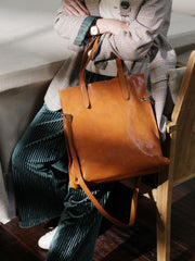 Fashion Brown Leather Womens Soft Leather Vertical Large Black Tote Shopper Bag SHoulder Bag Purse