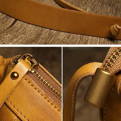 Brown Braided Womens Leather Small Bucket Bag Small Black Bucket Shoulder Purse Barrel Bag