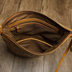 Brown Braided Womens Leather Small Bucket Bag Small Black Bucket Shoulder Purse Barrel Bag