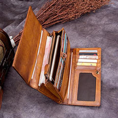Brown Ladies Vintage Braided Leather Wallet Long Wallet Womens Green Clutch Wallet Red Purse