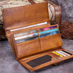 Green Vintage Womens Braided Leather Trifold Long Wallet Phone Clutch Purse for Ladies
