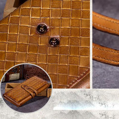 Brown Ladies Vintage Braided Leather Wallet Long Wallet Womens Green Clutch Wallet Red Purse