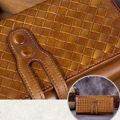 Brown Ladies Vintage Braided Leather Wallet Long Wallet Womens Green Clutch Wallet Red Purse