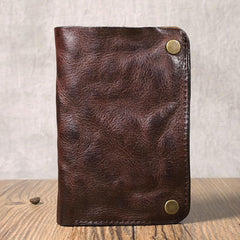 Wrinkled Leather Mens Brown billfold Wallet Front Pocket Leather Black Bifold Wallet Small Wallets for Men