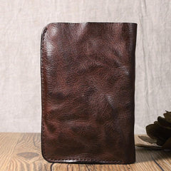 Wrinkled Leather Mens Brown billfold Wallet Front Pocket Leather Black Bifold Wallet Small Wallets for Men