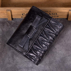 Vintage Womens Red Leather Bowknot Cute Small Brown Wallet Trifold billfold Wallet for Ladies