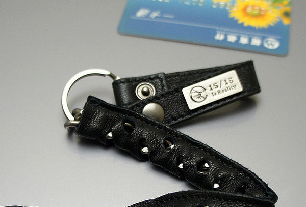Handmade Motorcycle biker wallet key chain punk black heavy leather key holder XR00452003