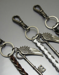 Handmade Motorcycle biker wallet key chain punk black heavy coffee leather angle's key - EverHandmade