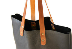 Handmade black modern fashion leather small tote bag shoulder bag handbag for women - EverHandmade