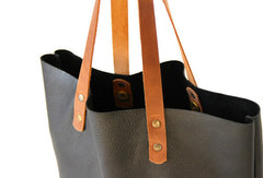Handmade black modern fashion leather small tote bag shoulder bag handbag for women