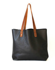 Handmade black modern fashion leather small tote bag shoulder bag handbag for women - EverHandmade