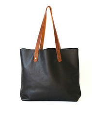 Handmade black modern fashion leather small tote bag shoulder bag handbag for women