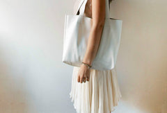 Handmade White fashion leather small tote bag shoulder bag handbag for women