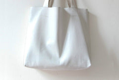 Handmade White fashion leather small tote bag shoulder bag handbag for women