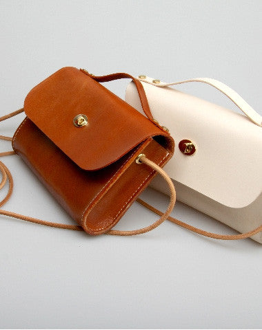 Handmade vintage leather crossbody small Satchel bag shoulder bag for women girl lady - EverHandmade