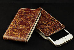 Handmade leather wallet Predator/The Walking Dead carved leather custom iphone5/5s case for men - EverHandmade