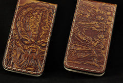 Handmade leather wallet Predator/The Walking Dead carved leather custom iphone5/5s case for men