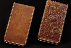 Handmade leather wallet Predator/The Walking Dead carved leather custom iphone5/5s case for men - EverHandmade